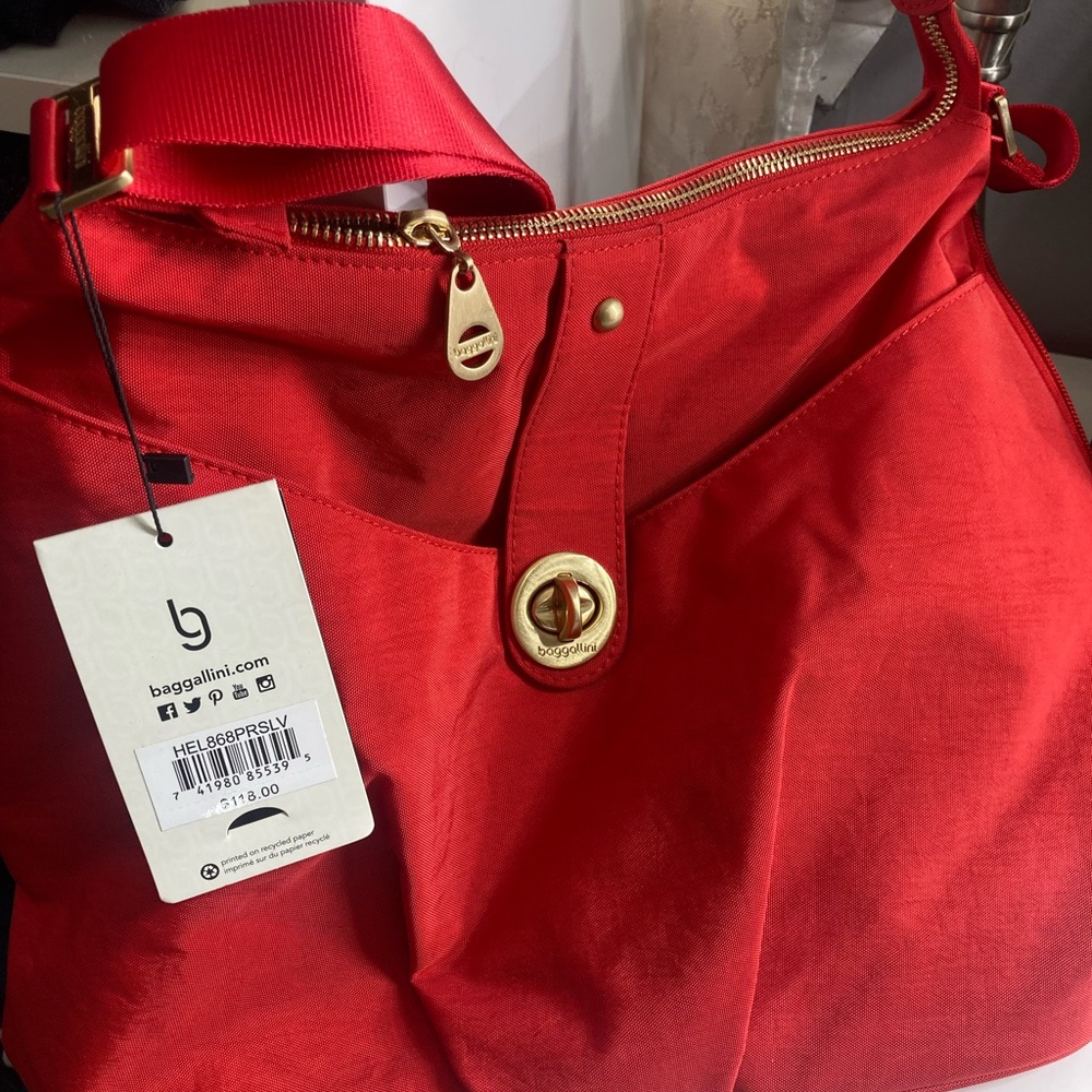 Baggallini Red Shoulder Bag with Gold Hardware